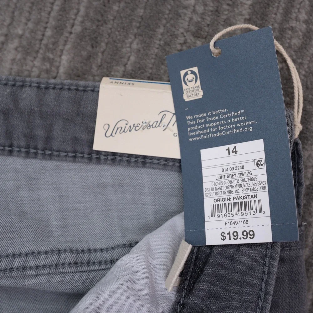 Universal Thread Skinny Jeans Womens 14 Grey NEW High Rise Fair Trade Stretch